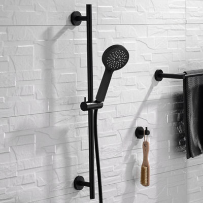ENKI Contemporary Matte Black 3-Function Shower Slider Rail Kit ES032