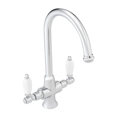 ENKI Dorchester Chrome Dual Flow Polished Brass Mixer Tap for Kitchen Sink