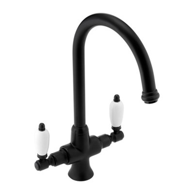 ENKI Dorchester Matte Black Dual Flow Brass Mixer Tap for Kitchen Sink