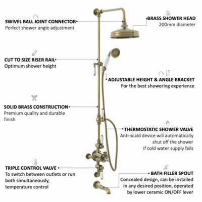 ENKI Downton Antique Brass White Traditional Bathroom Ceramic ...