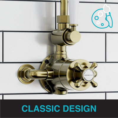 ENKI Downton Antique Bronze 2-Outlet Brass Thermostatic Shower Set 200mm