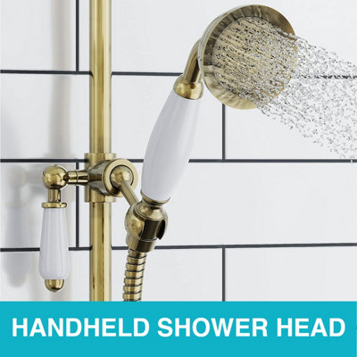 ENKI Downton Antique Bronze 2-Outlet Brass Thermostatic Shower Set 200mm - 4