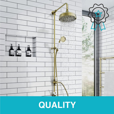 ENKI Downton Antique Bronze 2-Outlet Brass Thermostatic Shower Set 200mm - 5