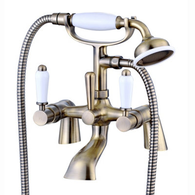 ENKI Downton Antique Bronze Ceramic Lever Brass Bath Shower Mixer Tap BT0808