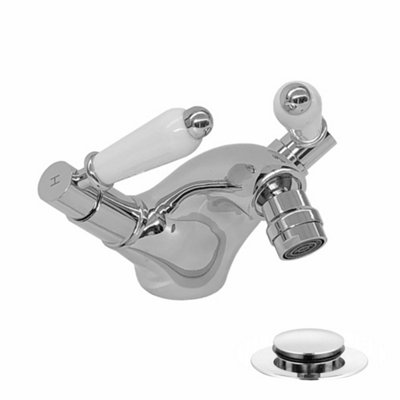 ENKI Downton Chrome Rod-Opperated Brass Bidet Mixet Tap with Waste BT8724