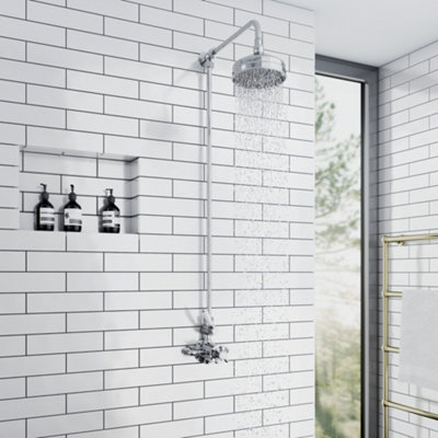 ENKI Downton Chrome Silver Modern Traditional Bathroom Cut to Height 3/ ...