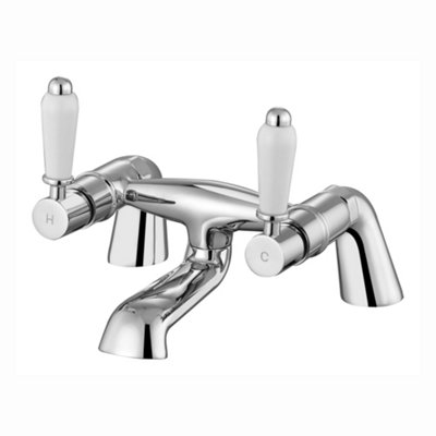 ENKI Downton Chrome White Modern Traditional Bathroom Brass Ceramic Hot & Cold Swivel Levers Drip-Free Valves 3/4" Bath Mixer Tap Price Comparisons | Compare The Build