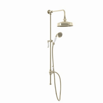 ENKI Downton English Gold Watercan Head Shower Riser Rail Kit RG048 200mm