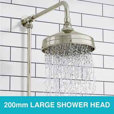 ENKI Downton English Gold White Traditional 2-Outlet Brass Thermostatic Shower Set 200mm - 3