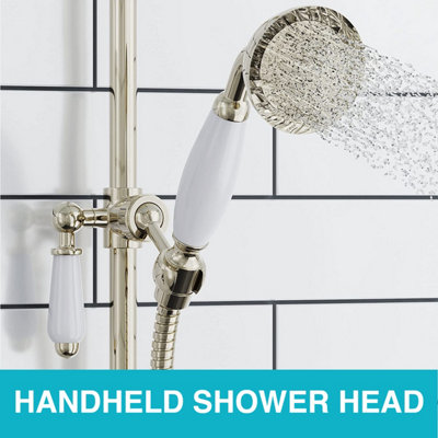 ENKI Downton English Gold White Traditional 2-Outlet Brass Thermostatic Shower Set 200mm - 4