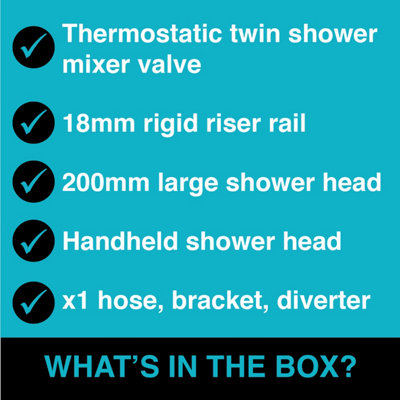 ENKI Downton English Gold White Traditional 2-Outlet Brass Thermostatic Shower Set 200mm - 9