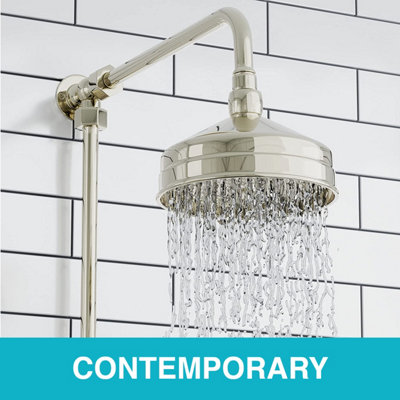 ENKI Downton English Gold White Traditional Single Outlet Thermostatic Shower Head & Caddy Set 150mm - 3
