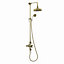 ENKI, Downton, SH0179, Shower Set With 2 Shower Head Outlets, Triple Thermostatic Shower Valve, Bronze & White Shower Tap