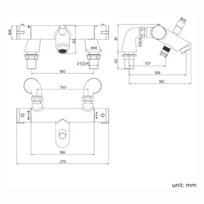 ENKI Dune Black Dual Rigid Riser Brass Thermostatic Overhead Shower & Handheld Kit 400mm - 5