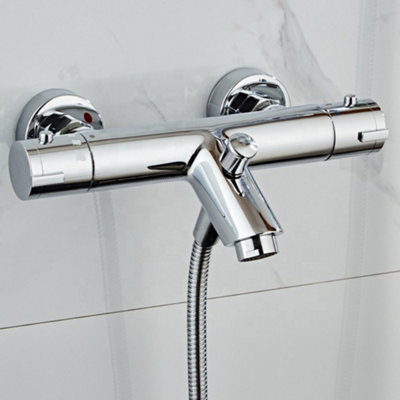 ENKI Dune Chrome Contemporary Wall Mounted Brass Thermostatic Shower Bar Mixer Valve 1/2"