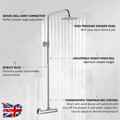 ENKI Dune Chrome Modern Bathroom Brass Thermostatic Valve Single Outlet ...