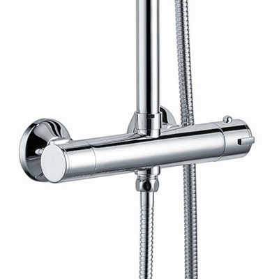ENKI Dune Chrome Round Thermostatic Shower Head & Handheld 400mm - 5