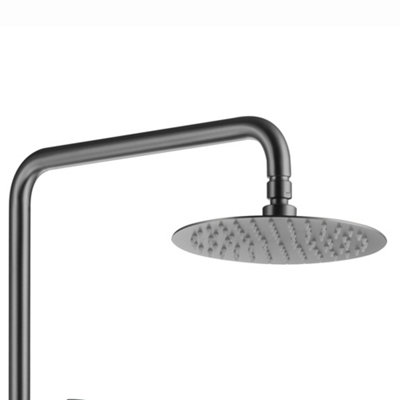 ENKI Dune Gunmetal Black Round Thermostatic Shower Head & Handheld 200mm