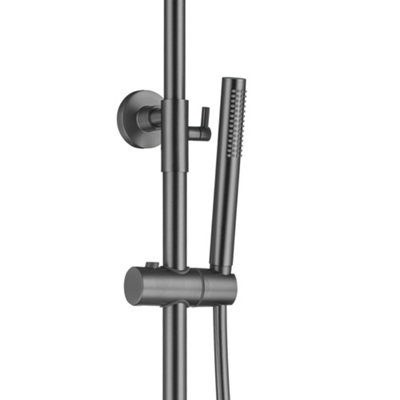 ENKI Dune Gunmetal Black Round Thermostatic Shower Head & Handheld 200mm - 3