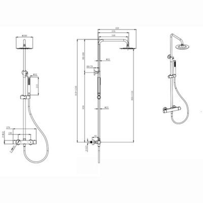 ENKI Dune Gunmetal Black Round Thermostatic Shower Head & Handheld 200mm - 5