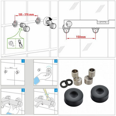 ENKI Dune Matte Black Contemporary Solid Brass Thermostatic Shower Bar Mixer Valve 1/2" - 5