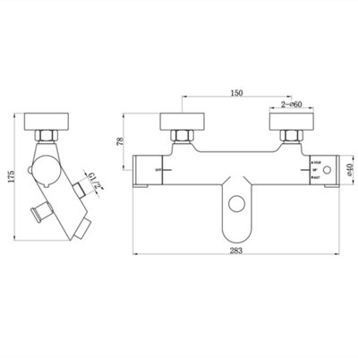Naples Contemporary Round Concealed Thermostatic Shower Set Incl. Twin Valve, Wall Fixed 8" Shower Head, Handshower Kit - Chrome (2 Outlet