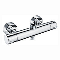 ENKI, Dune, T33, Chrome, Thermostatic Shower Mixer Bar Valve with Two Outlets, Solid Brass, Anti-Scald Device, Anti-Scald Device,
