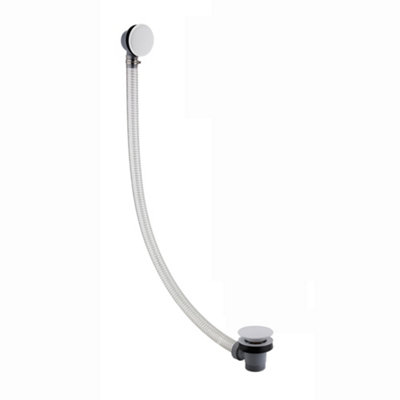 ENKI Easy Clean Matte White Cut to Size Pipe Solid Brass Bath Sprung Waste & Overflow W65