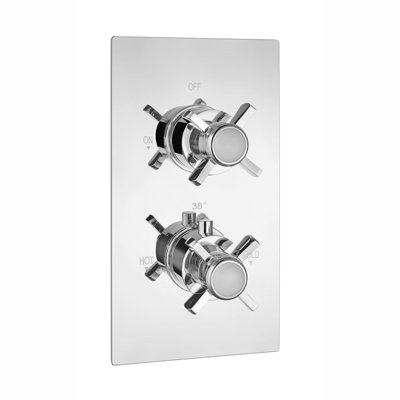 ENKI Edwardian Chrome Crosshead 2-Outlet Solid Brass Thermostatic Twin Shower Valve TSV049