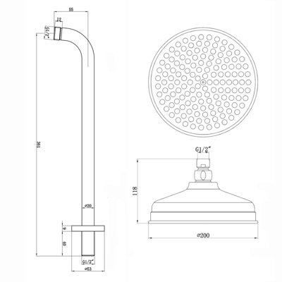 ENKI Edwardian Chrome Traditional Crosshead Wall Fixed Brass Thermostatic Shower Set 8" - 8