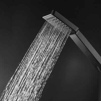 ENKI Enzo Matte Black Sqaure 2-Outlet Thermostatic Shower Head & Handheld Slim 400mm - 4