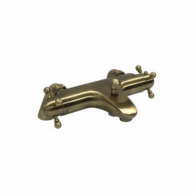 ENKI Gallant Antique Bronze Traditional Deck Mounted Brass Thermostatic Shower Bar Mixer Valve with Slider Rail Kit BBT0229