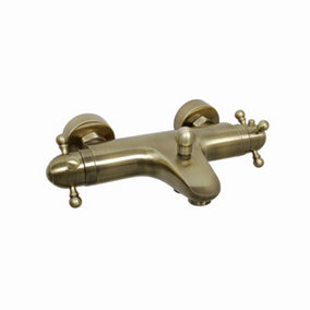 ENKI Gallant Antique Bronze Traditional Wall Mounted Brass Thermostatic Bath Shower Mixer Tap BBT0218