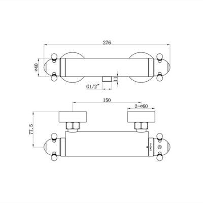 ENKI Gallant Chrome Traditional Brass Thermostatic Shower Bar Mixer Valve with Slider Rail Kit SH0590 - 5