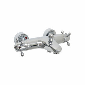 ENKI Gallant Chrome Traditional Wall Mounted Brass Thermostatic Bath Shower Mixer Tap BBT0217