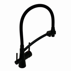 ENKI Geneva Contemporary Black Pull Out 3-Way Filter Mixer Tap for Kitchen Sink
