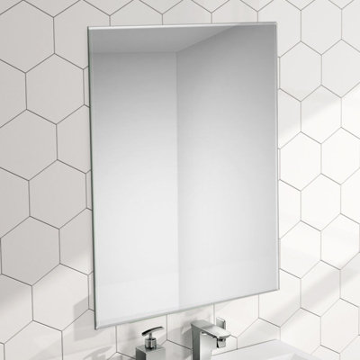 ENKI, Horizon, BM030, 400 x 600mm Rectangular Bevelled Edge Frameless Glass Wall Mirror, Portrait or Landscape, For Bedroom, Bathr