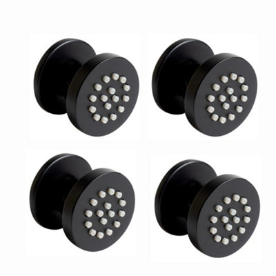 ENKI Matt Black Classic Timeless Bathroom Brass Anti-Limescale Rubber Nozzles Single-Spray Round Body Massager Shower Jets 4-Pack Price Comparisons | Compare The Build