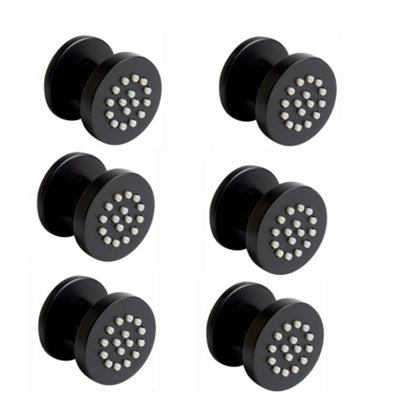 ENKI Matt Black Classic Timeless Bathroom Brass Anti-Limescale Rubber Nozzles Single-Spray Round Body Massager Shower Jets 6-Pack Price Comparisons | Compare The Build
