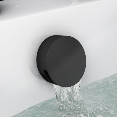 ENKI Matt Black Modern Bathroom Slimline Waterfall Free Flow Hot & Cold ...