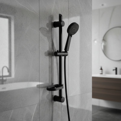 ENKI Matt Black Modern Bathroom Stainless Steel ABS Plastic Adjustable ...