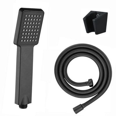 ENKI Matt Black Modern Traditional Bathroom Stainless Steel ABS Plastic Square Paddle Handheld Shower Kit w/ Hose & Bracket EH027 Price Comparisons | Compare The Build