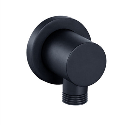 ENKI Matte Black Round Elbow Outlet Solid Brass Shower Connector L09