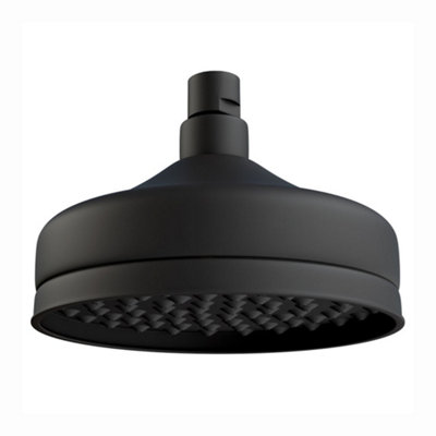 ENKI Matte Black Traditional Solid Brass Rain Shower Head Small 6"