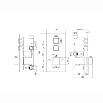 ENKI Milan Black Square Ceiling Mounted Thermostatic Shower & Handset Kit Large 400mm - 6