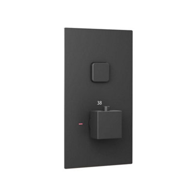 ENKI Milan Black Square Ceiling Mounted Thermostatic Shower Head Large Slim - 3