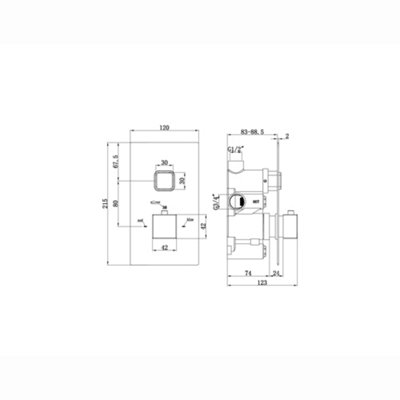 ENKI Milan Black Square Ceiling Mounted Thermostatic Shower Head Large Slim - 4