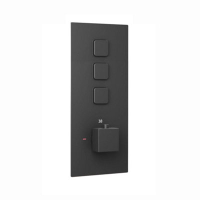 ENKI Milan Black Square Concealed Brass Thermostatic Overhead Shower & Handset Kit SH0099 - 6