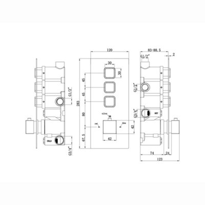ENKI Milan Black Square Concealed Brass Thermostatic Overhead Shower & Handset Kit SH0099 - 7