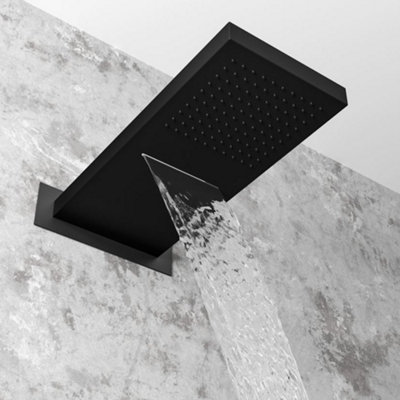 ENKI Milan Black Square Dual Overhead Thermostatic Waterfall Shower Set SH0049 - 3